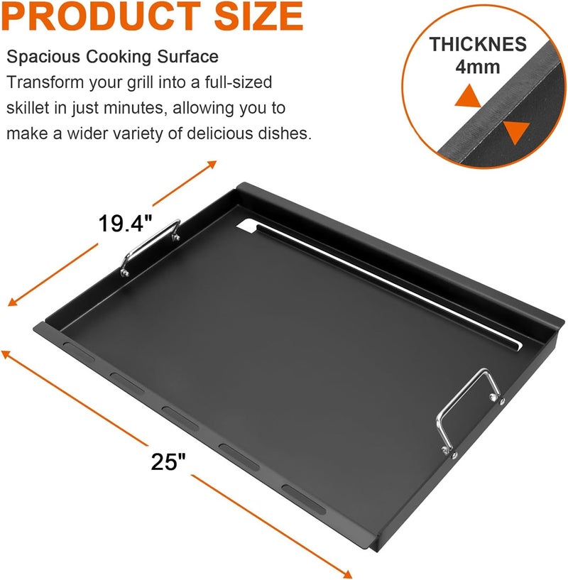 DELSbbq Full Size Griddle Insert for Weber Genesis 300 Series E-310 S-310 E-320 S-320 E-330 S-330 EP-310 EP-320 EP-330 CEP-310 Gas Grills, Flat Top Griddle Replacement for Weber 7524 7528 - Image 2